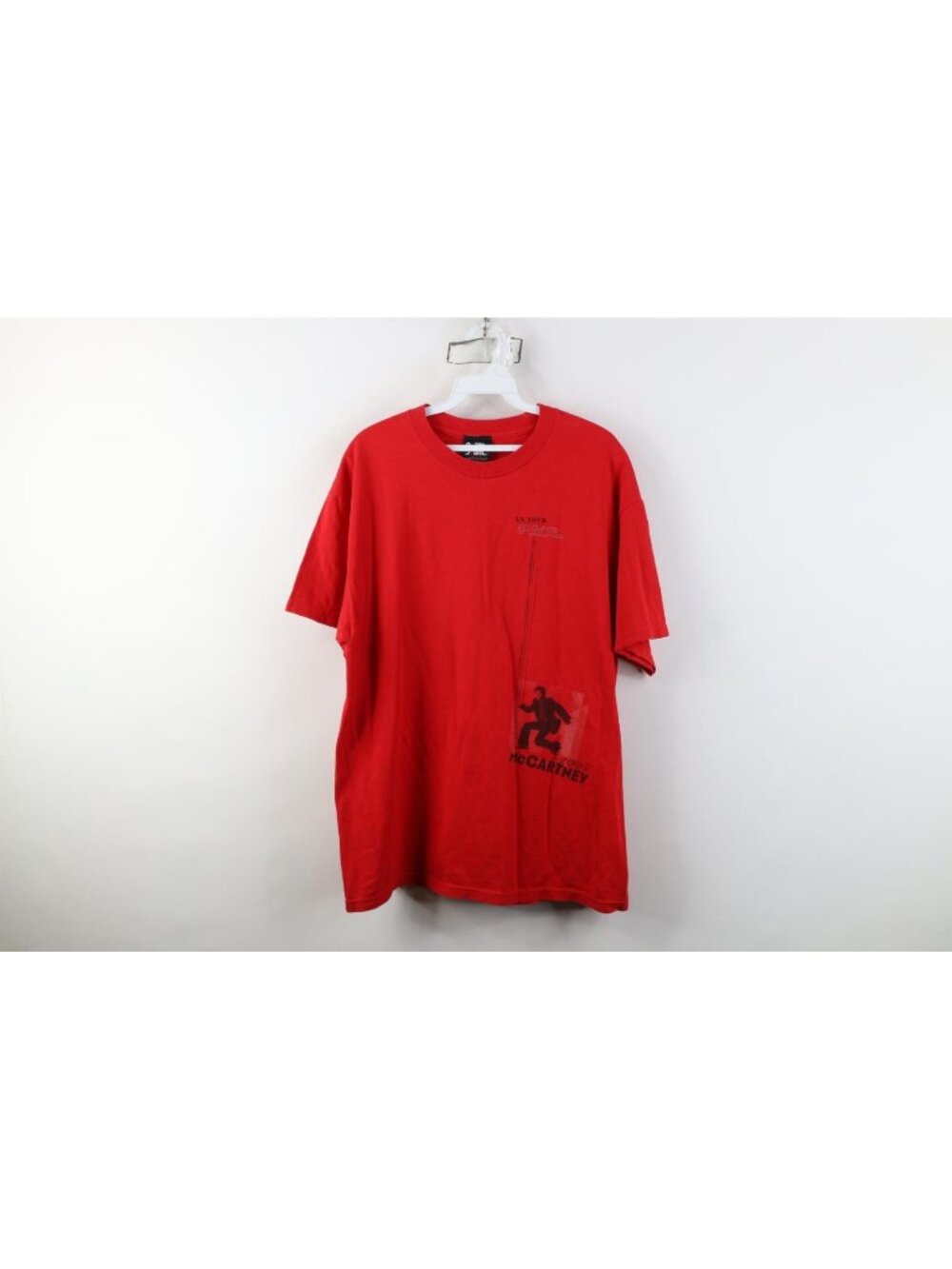 Vintage Y2K Mens Large Faded 2005 US Tour Paul McCartney Band T-Shirt Red Cotton